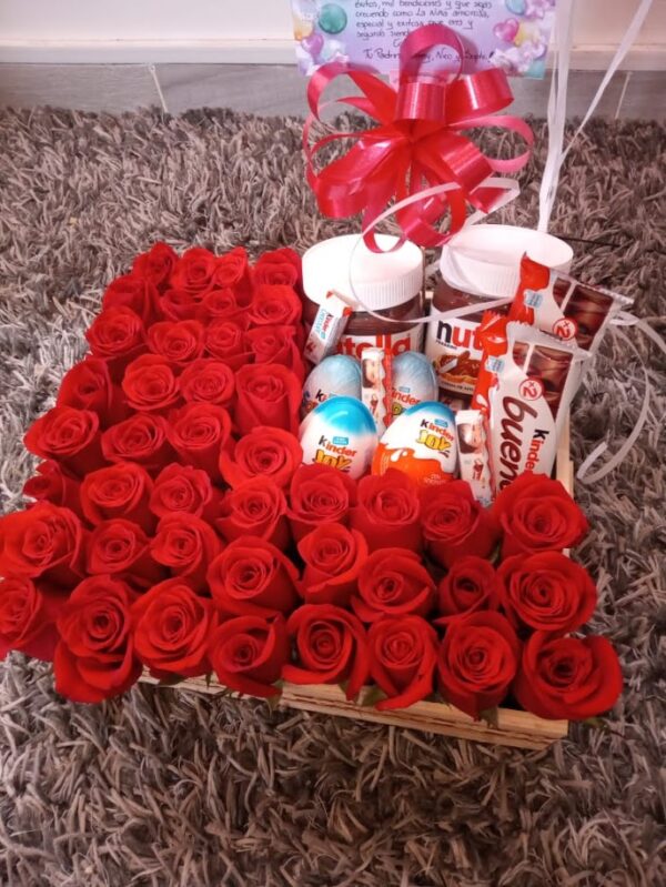 Rosas con nutella y kinder