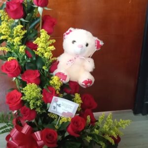 18 rosas con peluche