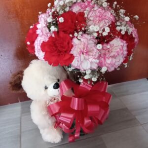 Claveles por 24 y peluche