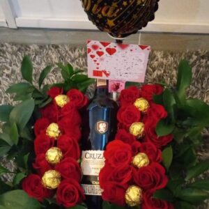 Caja achocolatada con vino