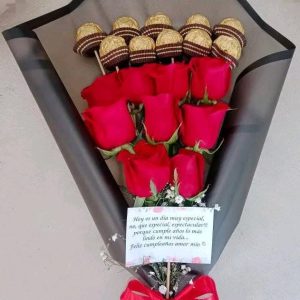 Bouquet por 10 Ferrero y rosas